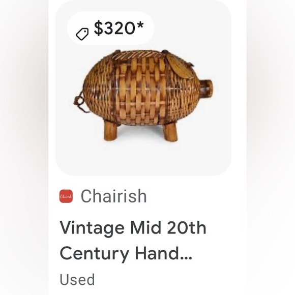 Vintage Mid 20th Century Hand Woven Wicker and Bamboo Large Pig Basket - Picture 13 of 13